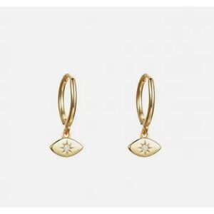 Dainty Evil Eye Huggie Earrings Gold Huggies Tiny Charm Earrings Evil Eye